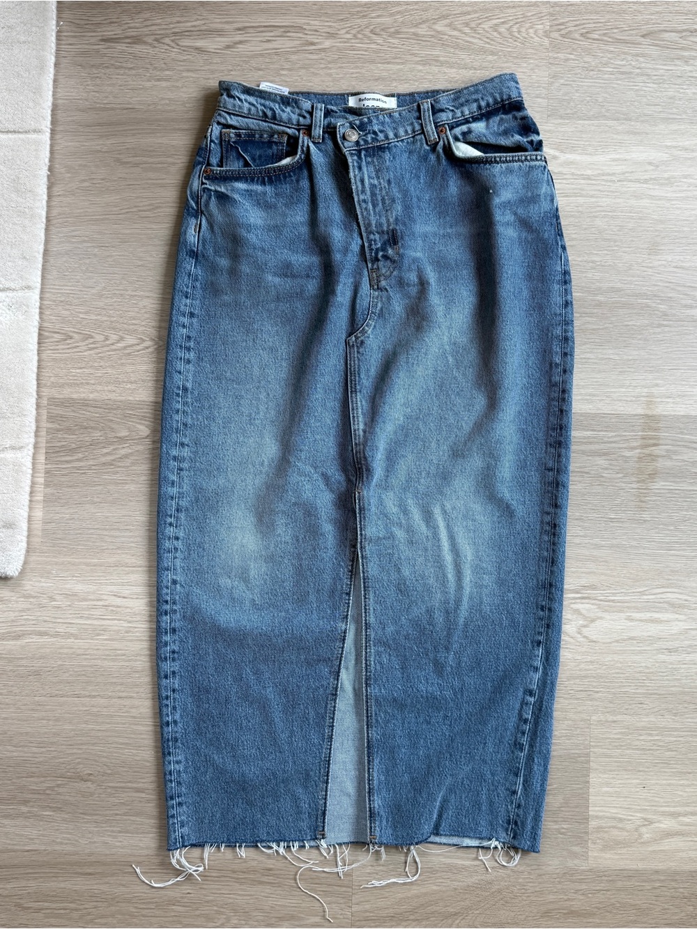 Reformation Nila Long Denim Skirt - size 28